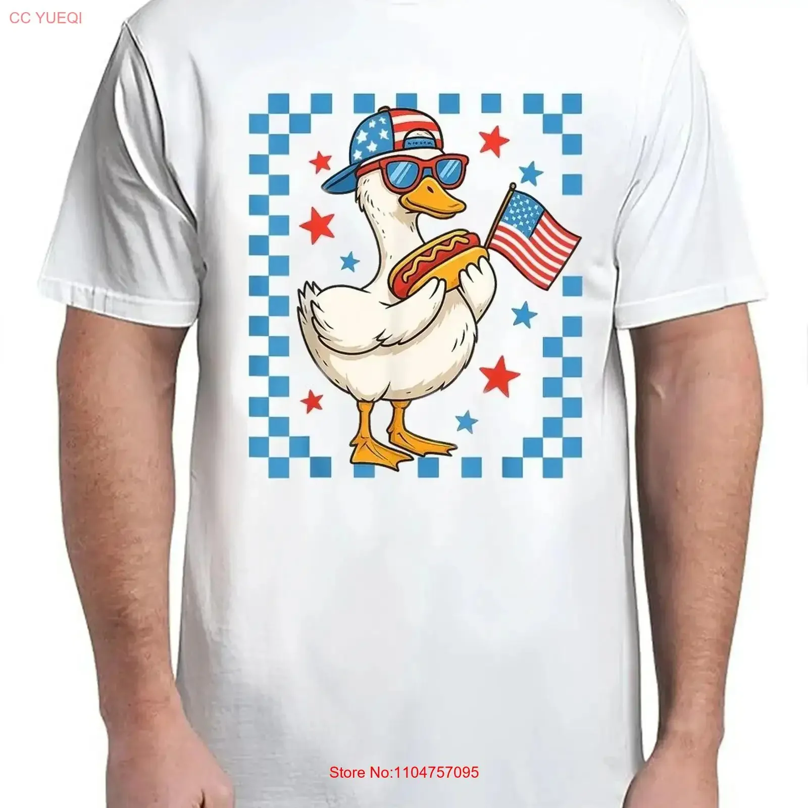 Funny Patriotic Duck USA Flag Hot Dog 4th Of July T Shirt White vintage Washed Soft Slightly Versatile fashion Casual Unisex