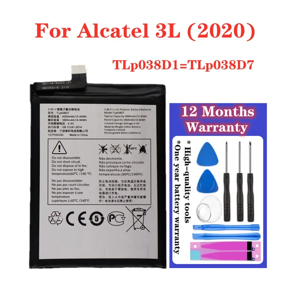 High Quality 4000mAh TLP038D7 TLP038D1 Replacement Battery For Alcatel 3L 2020 5029D Phone Battery