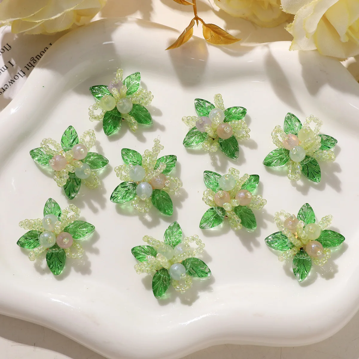 Fresh Spring Forest Bud Seed Bead Flower Cluster Shoe Charms 1 Piece Korean Style DIY Decor for Girls Hats Clogs Jelly Shoes