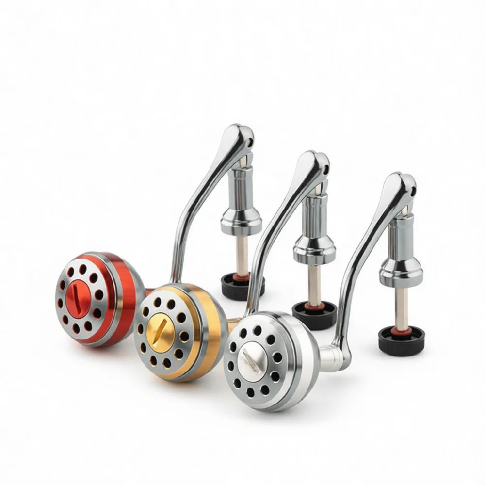 LINNHUE Fishing Reel Handle Metal Rocker Arm Foldable Wood Knob Spinning Wheel Replacement Part Durable Outdoor Accessory