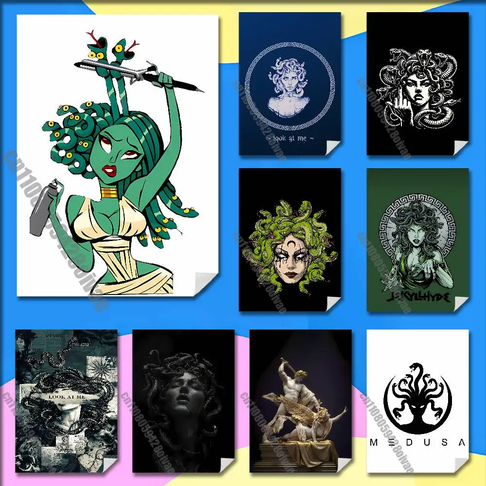 

Medusa Greek Mythology Look At Me Poster Wall Murals For Home 21x30cm Self-adhesive Decoration Sticker Playbill Cover
