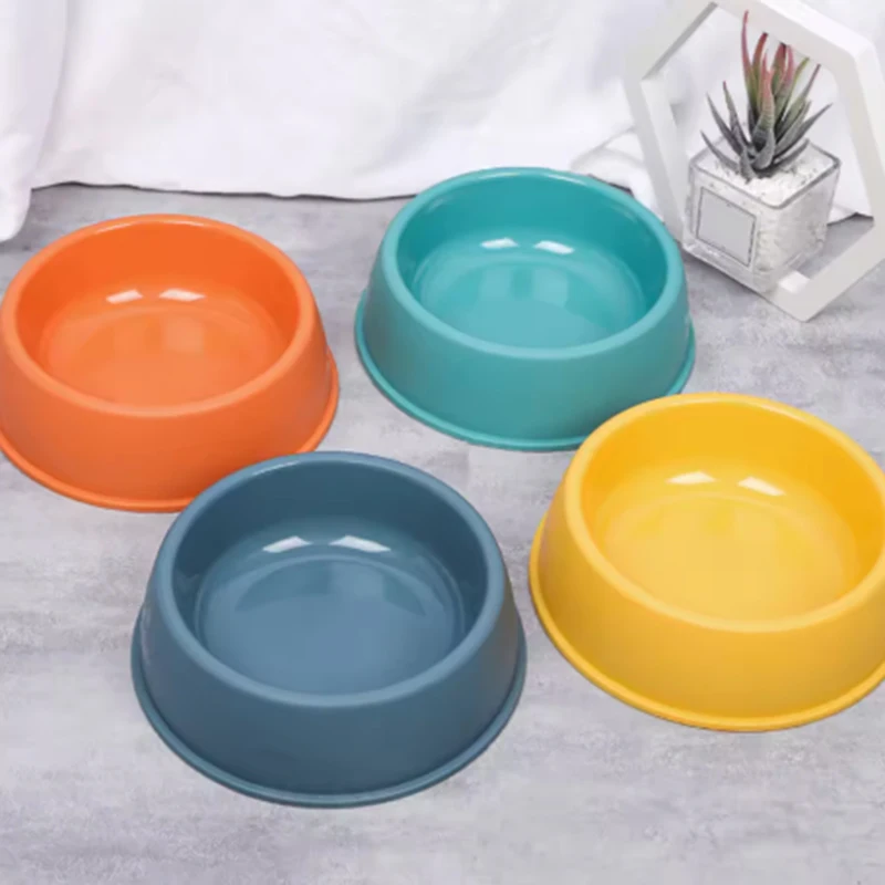 

High Quality Solid Color Pet Bowls Candy-Colored Lightweight Plastic Single Bowl Small Dog Cat Pet Bowl Pet Feeding Water Tools