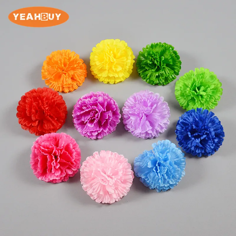 12pcs16color 9cm Artificial Simulation Fake Silk Carnation Flower Heads For Mother's Day DIY Hat Headware Garden Decorative