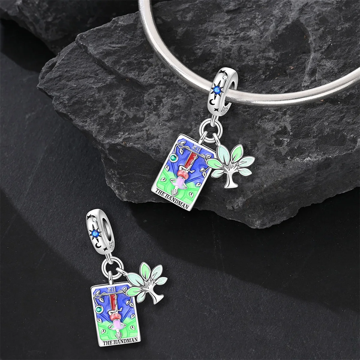 925 Silver Plated Classic Devil Death God Magic Upright Tarot Charms Pendants For Women Fit Original Bracelets DIY Jewelry view 6