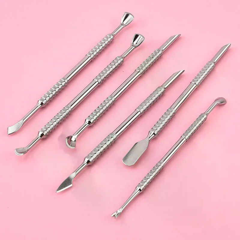 Stainless Steel Cuticle Pusher Dual Sided Shaped Double Ended Ingrown Toenail Lifter Remover Trimmer Nail Art Care Tools