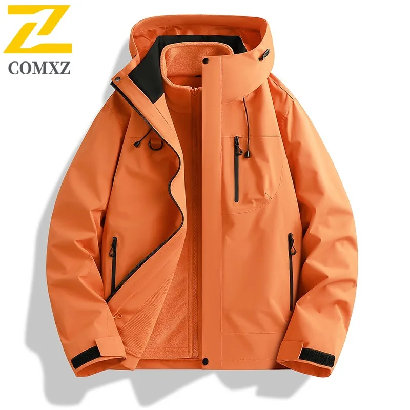 

COMXZ 2025 Autumn Winter New Outdoor Jacket Unisex Polar Fleece Three In One Couple Running Mountaineering Coat Fishing Top