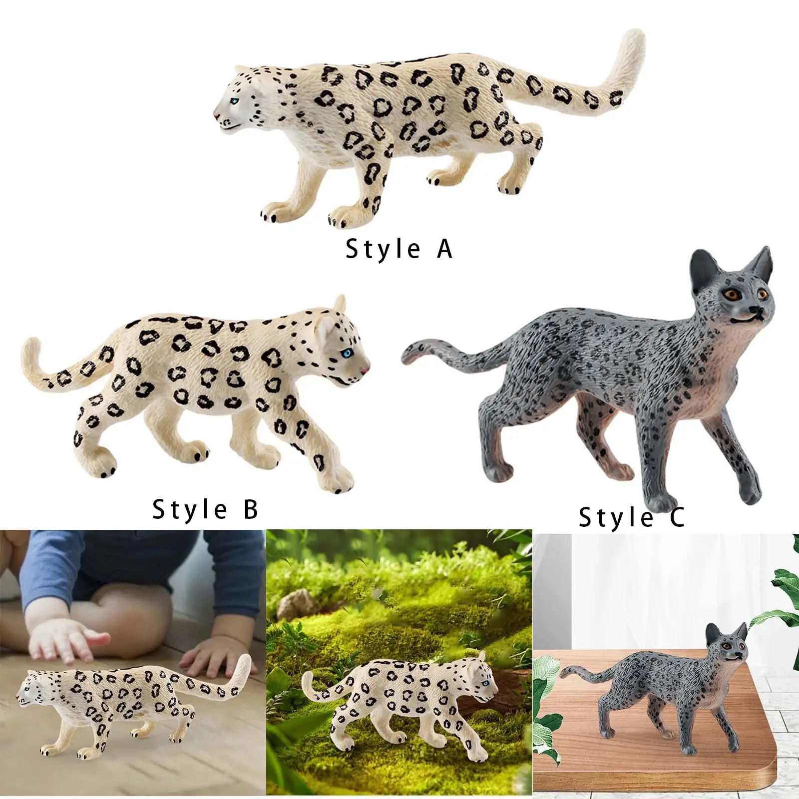 Estatuilla de leopardo, juego de leopardo de nieve, modelo a partir de 3 años, animales salvajes para niños y niñas