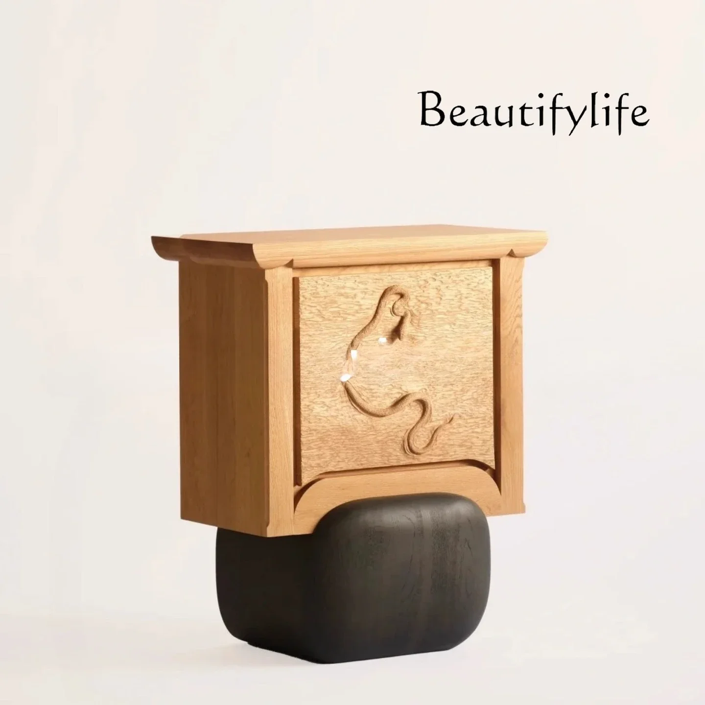 

Y Medieval Solid Wood Bedside Table Living Room Home Designer Creative Retro Style Bedroom Bedside Table