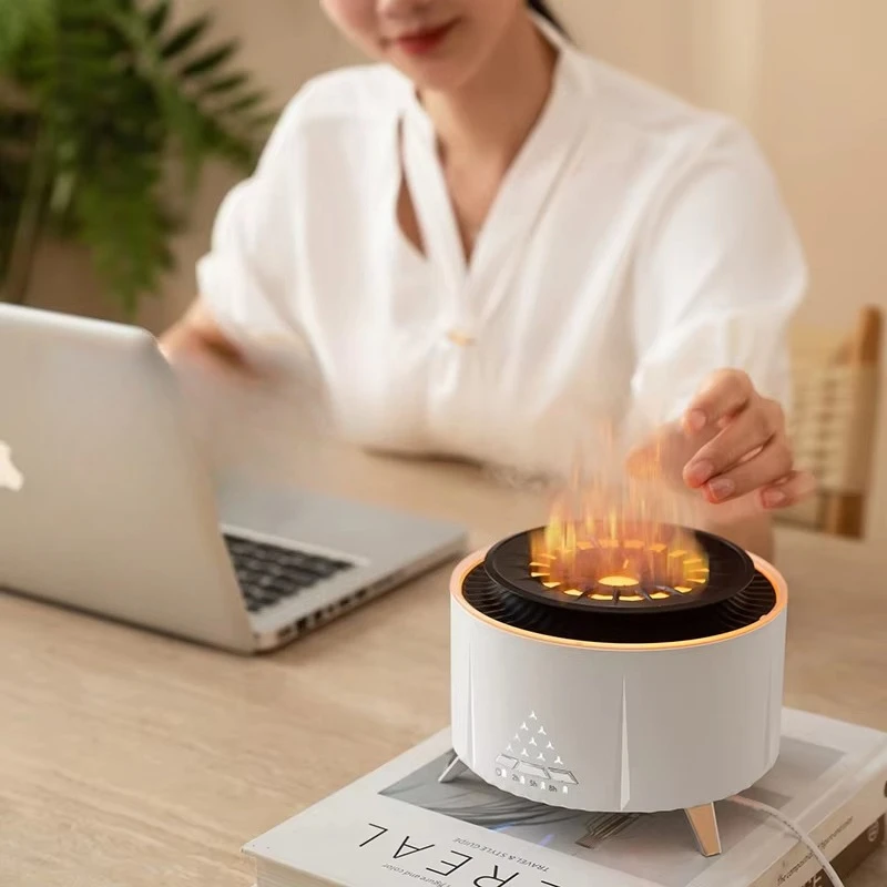 Bluetooth Speaker Humidifier with Essential Oil Diffuser, White Noise Relaxation & High Mist Flame Aroma for Home/Desktop Decor
