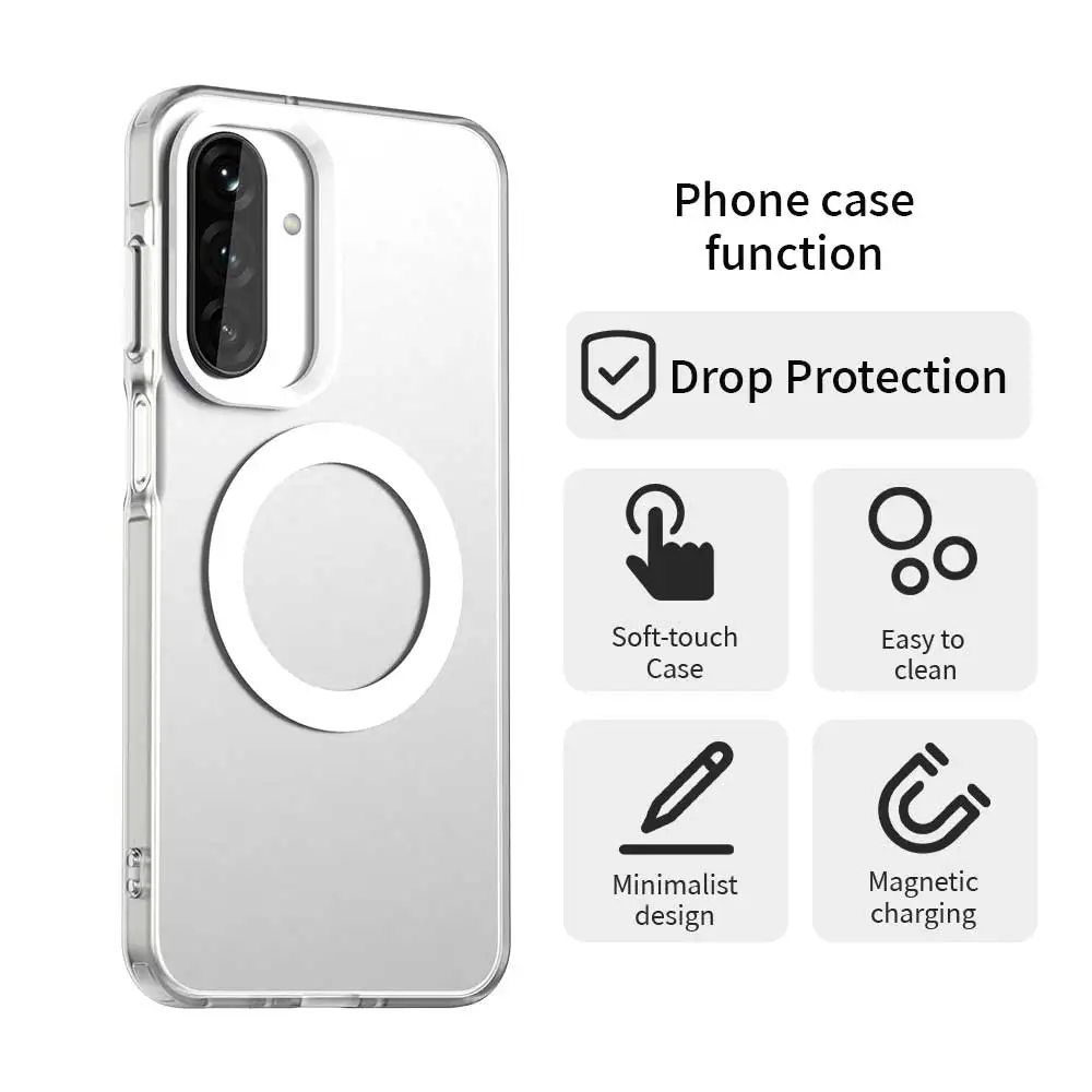 For Samsung Galaxy A18 Case Magnetic Wireless Charge Fundas Samsung Galaxy A18 A17 A37 A57 A27 Coque Matte Translucent PC Cover