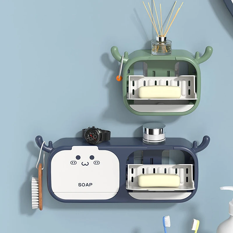 

Мультяшный держатель для мыла, АБС-пластик, настенный сливной ящик для мыла, держатель для губки, держатель для мыла, контейнер для мыла, аксессуары для ванной комнаты