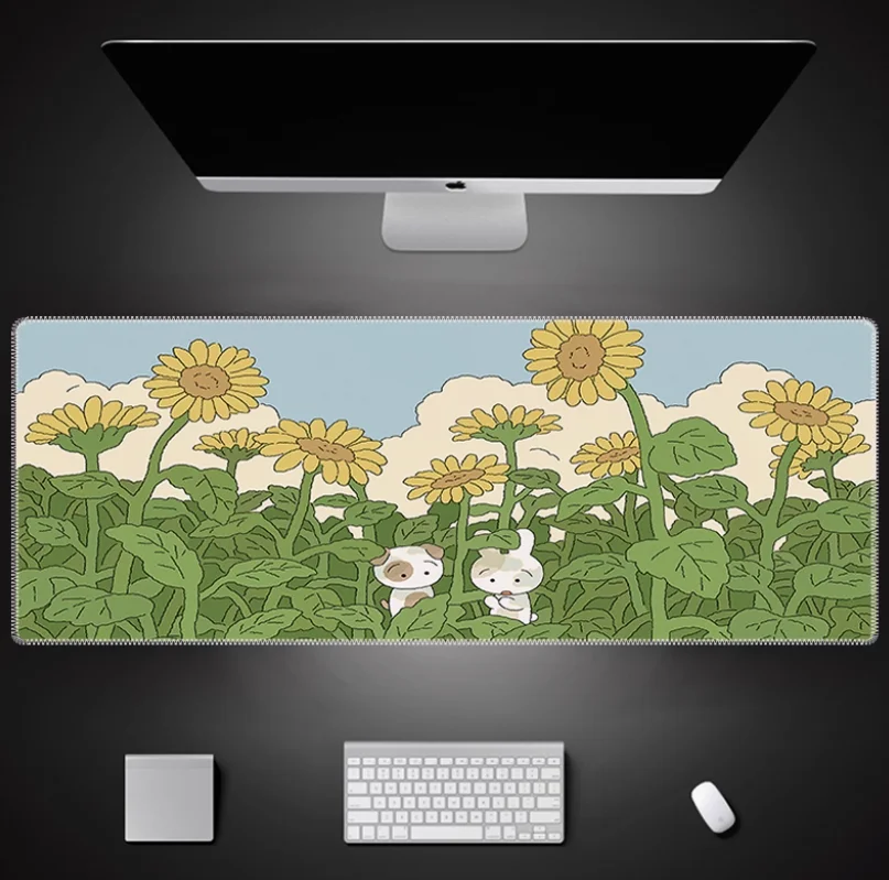 

Mouse Pad Green Kawaii Gaming Pad on The Table Setup Gamer Accessories Anime Mouse Mats Table Mat Mouse Carpet Rug Keyboard Rug