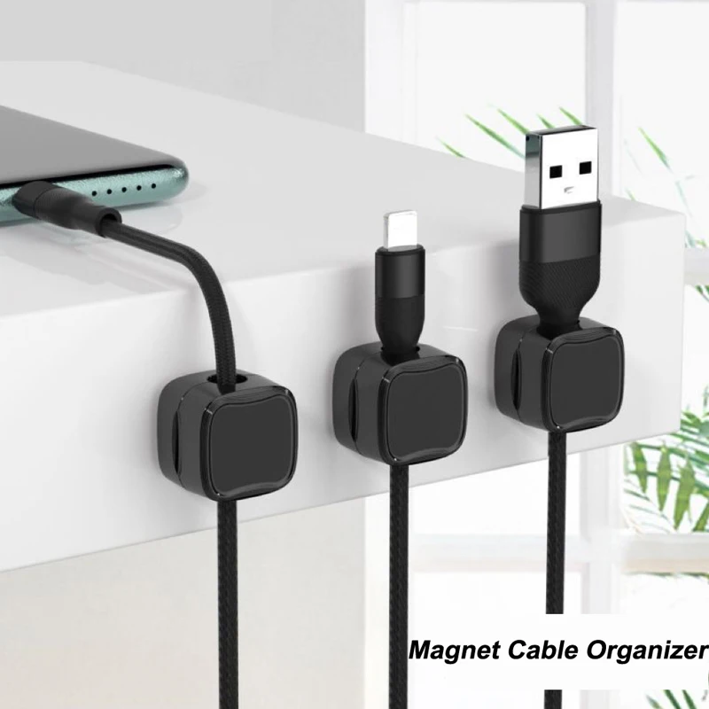Cable Organizer Magnetic Self Adhesive Wire Management Cables Clips Cord Holder Desk Wires Keeper Holder