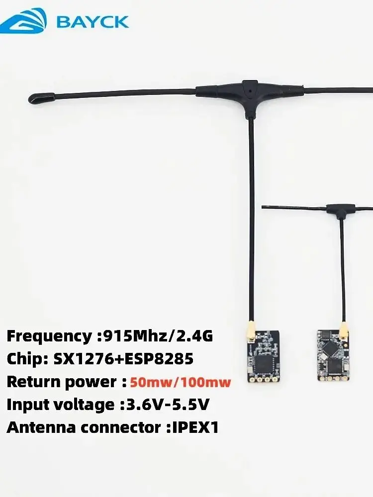 BAYCK ELRS Nano 915MHz /2.4GHz Penerima Nirkabel dengan Antena T-Type yang Dapat Diupgrade WiFi untuk Drone RC FPV Traversing ExpressLRS