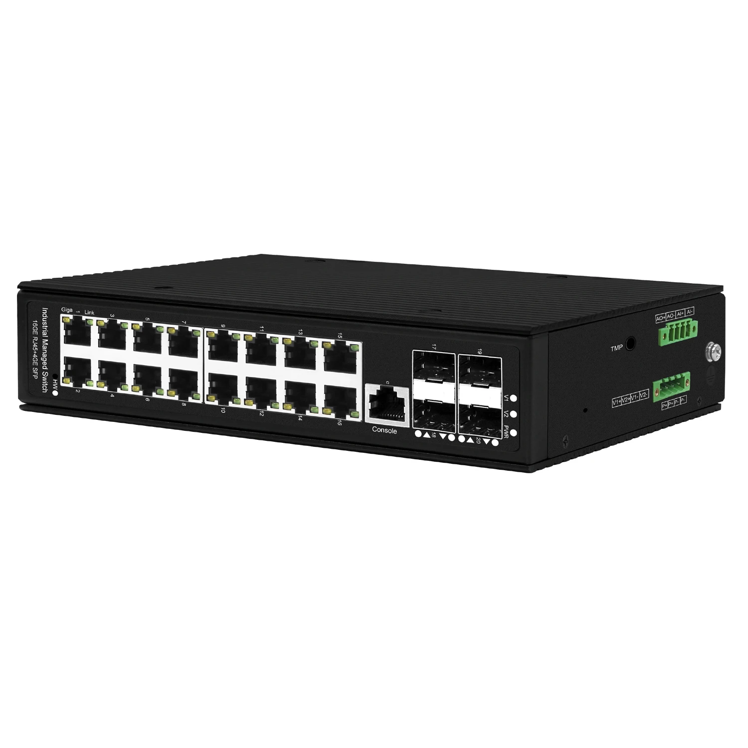 L3 مفتاح صناعي مُدار 16 منفذًا مع وصلة إرسال SFP + 4*10G متوافقة مع 802.3at/bt