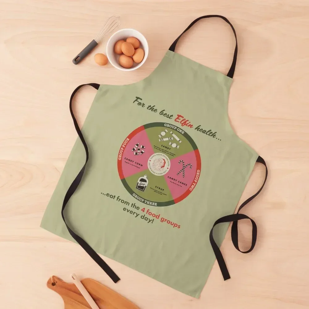 

4 Elfin Food Groups Apron Women's Dress Chef Accessory kitchen girl Apron
