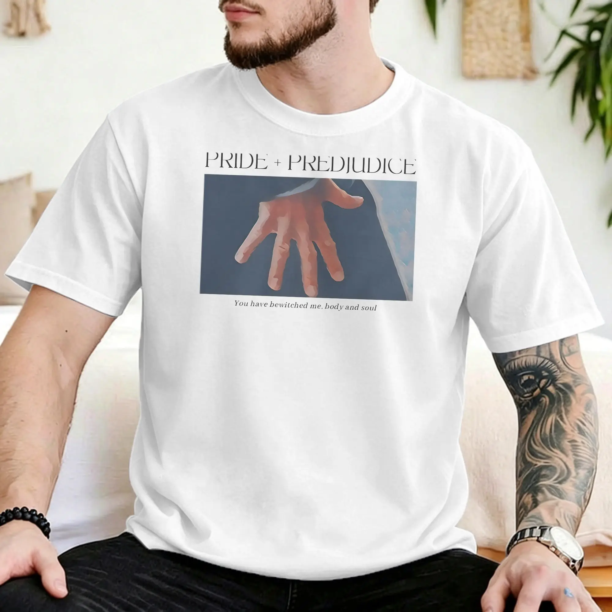 Camiseta Unissex Orgulho e Preconceito Engraçada 100% Algodão Camiseta Jane Austen Gola Redonda Roupas Plus Size