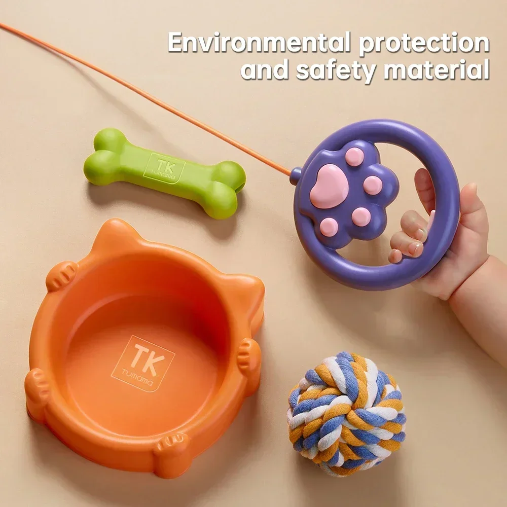 7 szt. Pluszowe Zabawki dla Psów, Elektroniczny Interaktywny Szczeniak z Obrożą i Akcesoriami, Chodzący, Gryzający, Wyciskający Dźwięki, dla Dzieci od 3 Lat