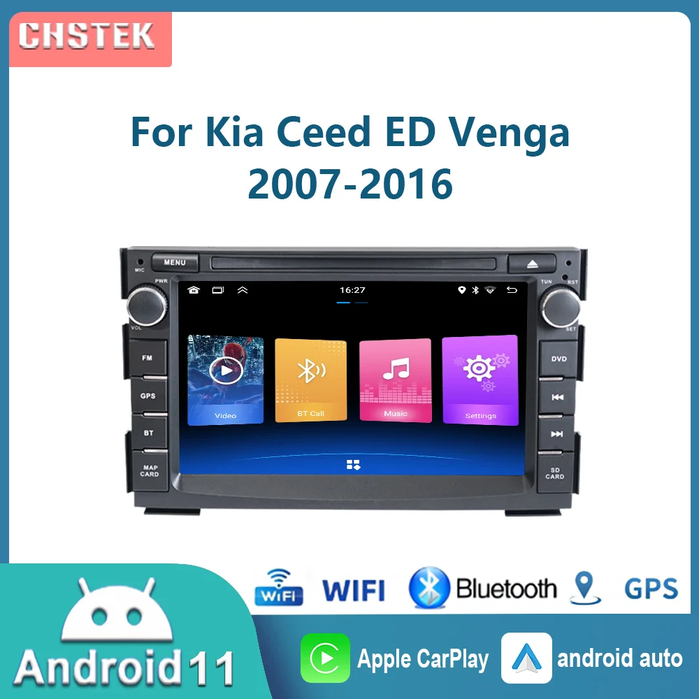 

CHSTEK Car Radio Wireless Carplay Android 11 for Kia Ceed ED Venga 2007-2016 Player Navigation Multimedia WIFI GPS Stereo RDS