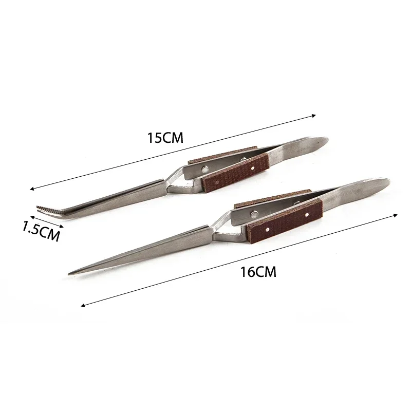 Stainless Steel Cross Locking Insulated Tweezers, Self Closing Welding Process Maintenance Tool, Straight Elbow Tip Tweezers