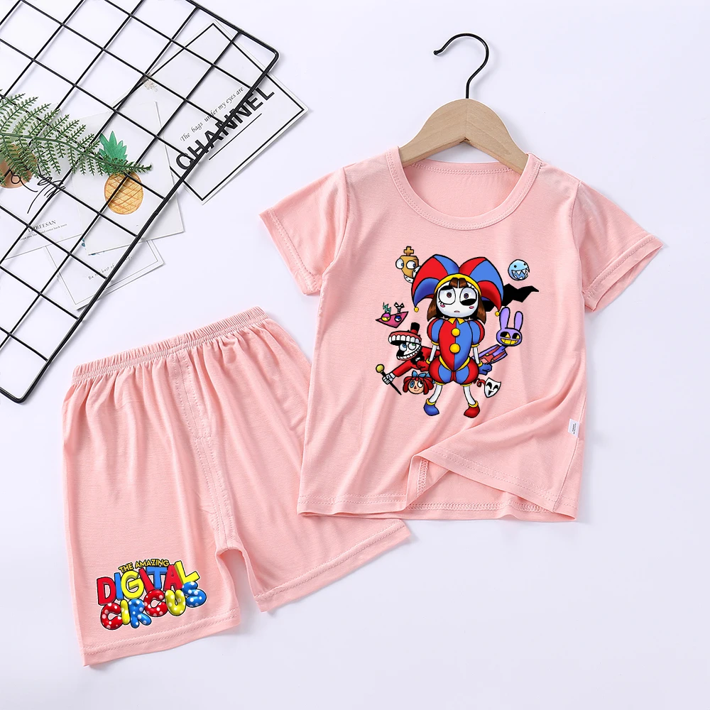The Amazing Digital Circus Kid Short-sleeved Clothes Pants Suit Anime Summer Thin Pajamas Air Conditioning T Shirt Birthday Gift