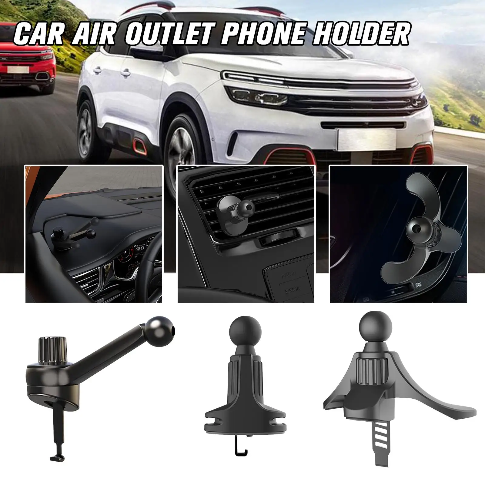 Car Phone Holder Clips 17mm Ball Car Air Vent Mount Stand Car Air Outlet Hook Clamp For Magnetic Mobile Phone Support G5e2