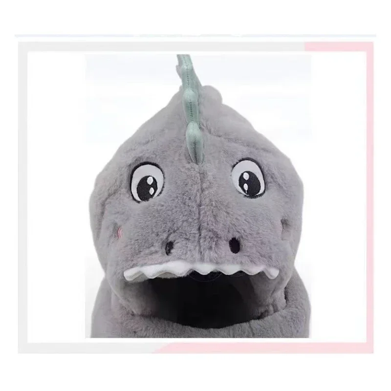 Hot Winter Children Warm One-piece Hat Boys Girls Winter Cartoon Dinosaur Plush Scarf One-piece Set Children Padded Cartoon Hat