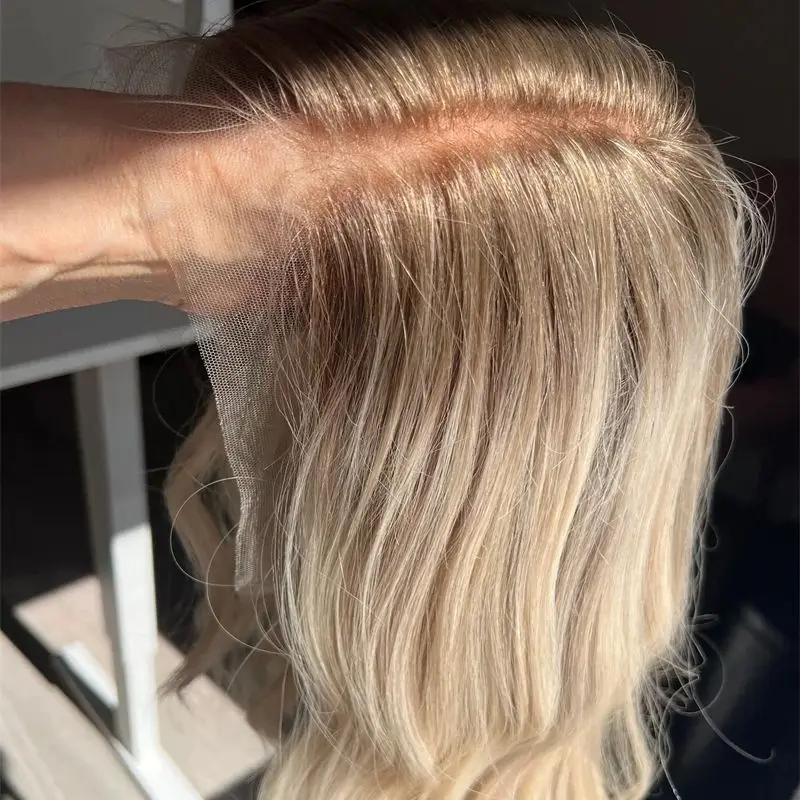 

13X4 Ombre Blonde HD Парик фронта шнурка с темными корнями Парик высокой плотности Термостойкий синтетический парик для ежедневного использования на вечеринке в косплею