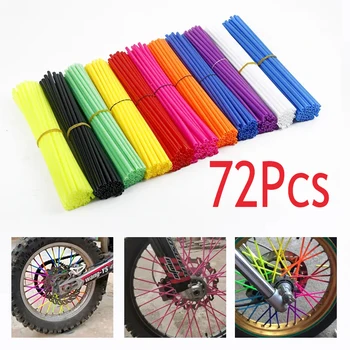 72pcs Motorcycle Bike Wheel Rim Spoke Skins Covers Wrap Tubes Decor Protector Universal For YAMAHA KTM Honda Kawasaki