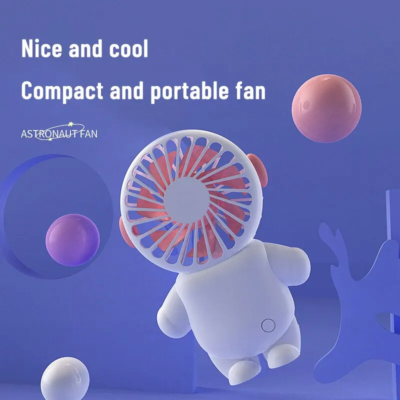 Portable Fan Mini USB Charging Small Fan Portable Pink Blue Astronaut Mini Fan With Charger Summer Gift