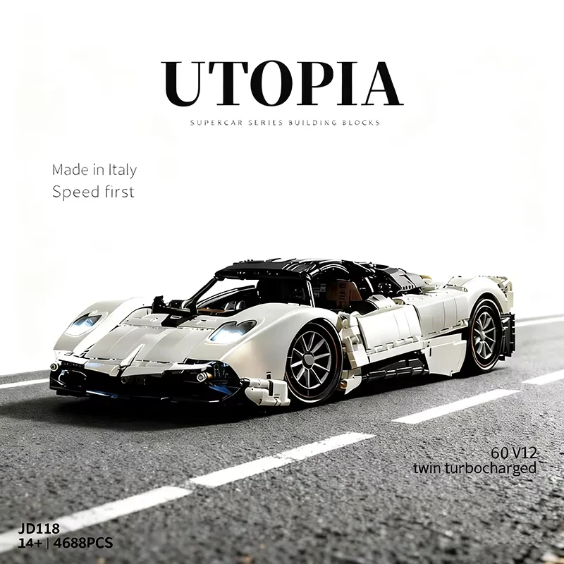 Klemmbausteine 4688-teiliges Utopia Auto Luxusauto Baustein-Set Technik MOC C10 Speed Supercar Sportwagen Modellbausatz Spielzeug für Jungen und Erwachsene Geschenke