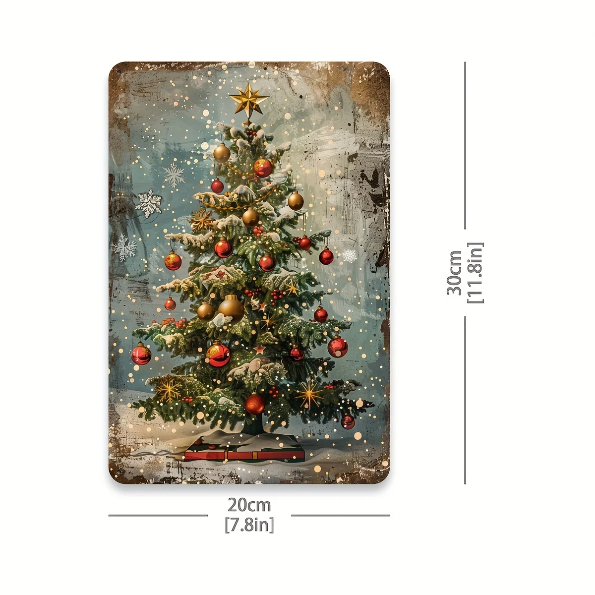 Vintage Christmas Tree Metal Sign 8x12 Inches, Rust-Proof and Waterproof Suitable for Indoor and Outdoor Decoration Home Office