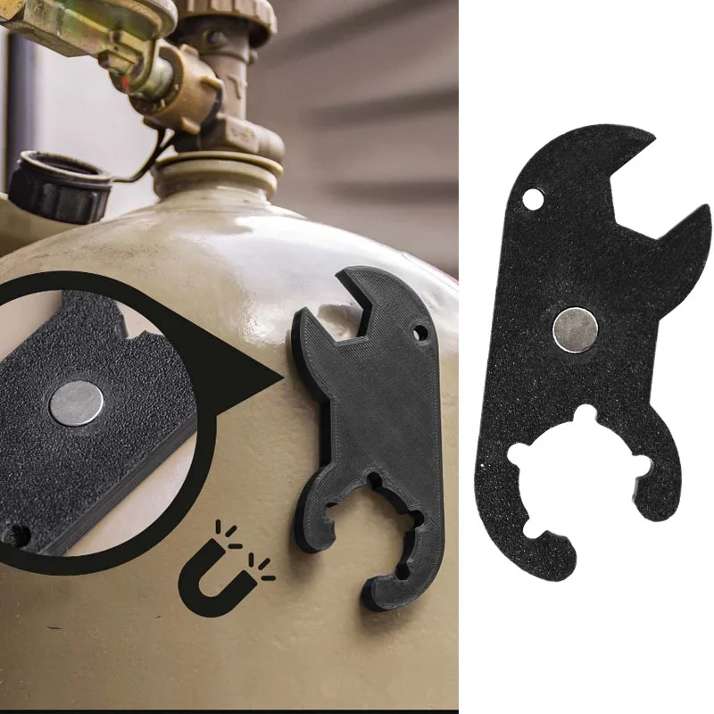 

Магнитный газовый ключ 2-в-1 для газовых баллонов, аксессуар для кемпинга, гриля, автодома, черный, 1 шт.