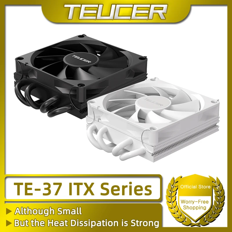 

TEUCER TE-37 CPU Cooler ITX PC 37mm Radiator TDP 120W with UT9015 Ultra-thin PWM Cooling Fan for LGA 2011 1700 1200 AM5 AM4