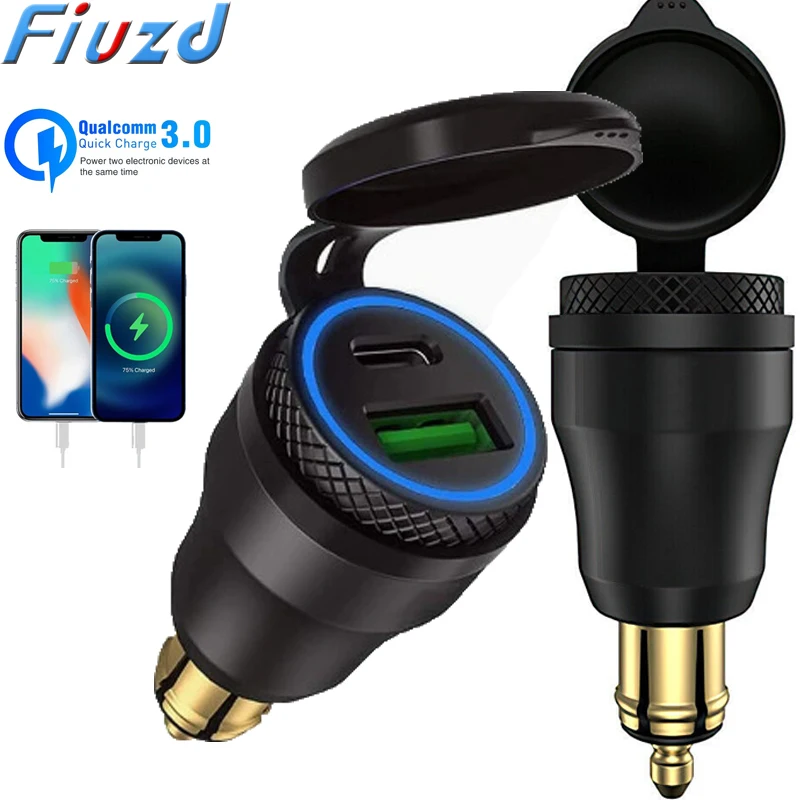 Motorcycle Waterproof Charger 30W QC3.0 USB C-type PD Power Adapter Hella DIN Plug Socket Quick Charger for BMW Ducati Triumph