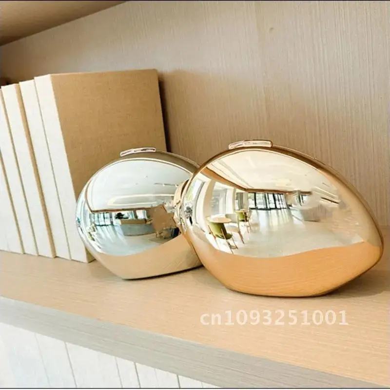 

Smooth Mirror Design Acrylic Egg Shape Clutch Bag Women Metal Purse Style Evening Party Cute Designer New Handbag Quality