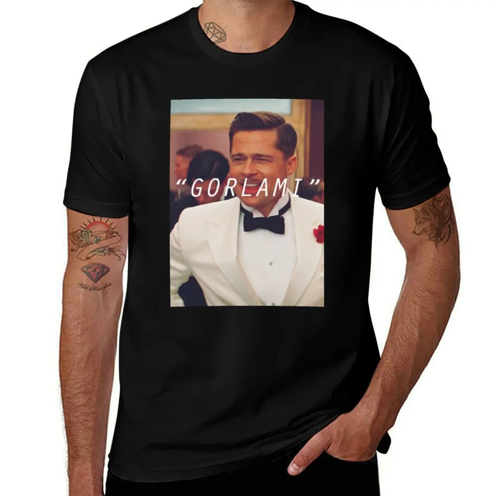 

Inglourious Basterds 'Gorlami' Brad Pitt T-Shirt T-Shirt Festive Simple T-Shirt