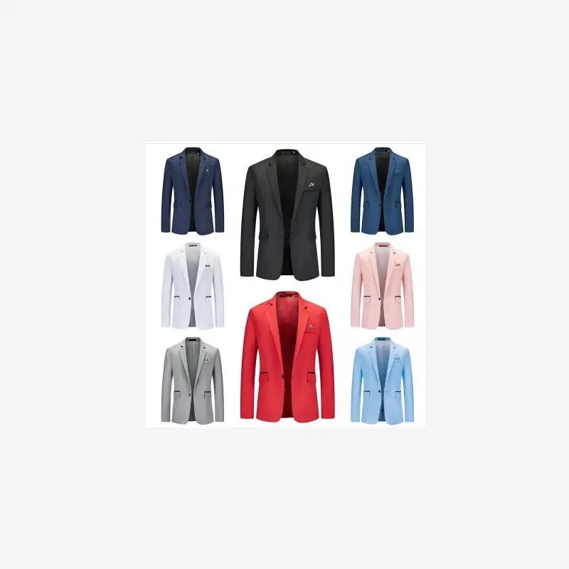 

Men's Casual Tailored Suit Single Button No Ironing Split Loose Fit Pure Linen Long Sve Regular Length Color