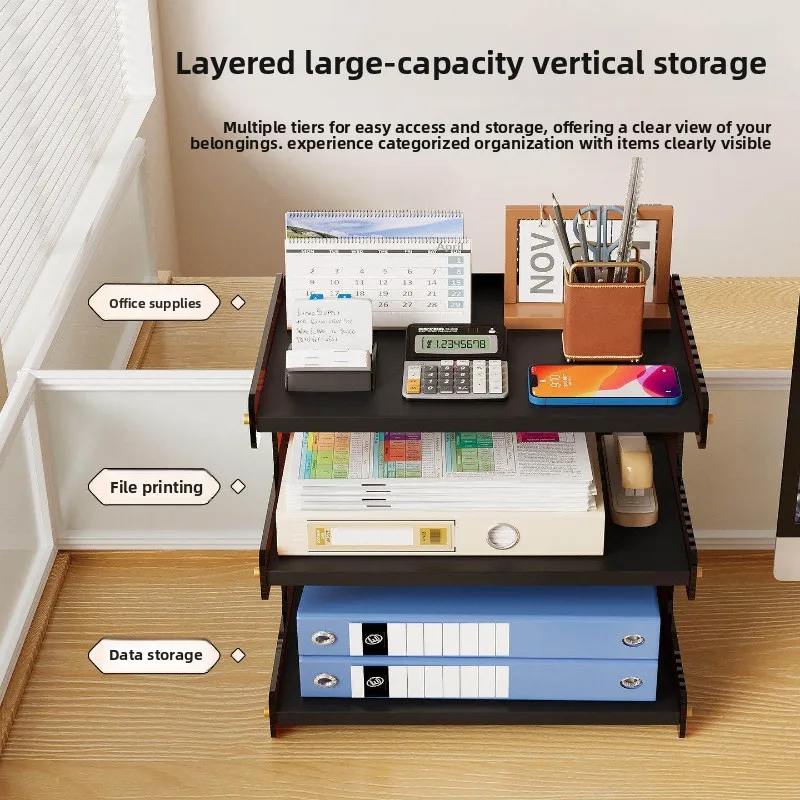 

Simple Acrylic Desk File Organizer Multi Layer Storage Rack Sturdy Office Document Tray Large Capacity File Box for Office Use