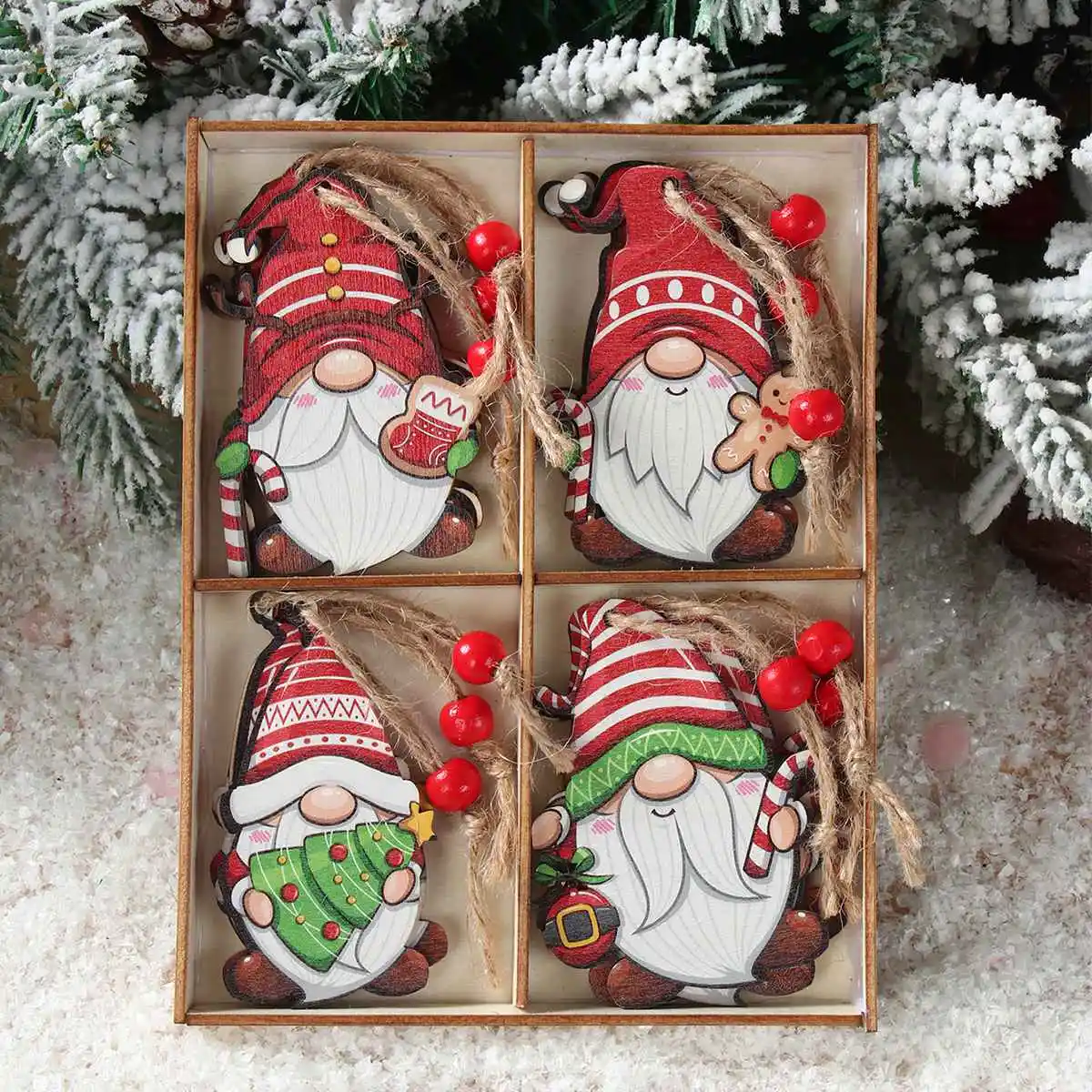 12pcs/Set Chrsitmas Gnomes Wooden Pendants Christmas Decor Home Xmas Tree Ornaments 2023 Navidad Noel New Year Party Gift Decor