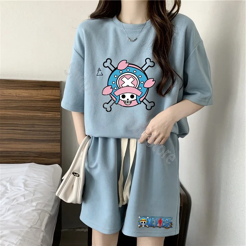 Conjunto de camisetas y pantalones cortos de una pieza para adultos, camiseta de gran tamaño para mujer, camiseta con patrón de película de Anime para hombre, ropa de moda de verano para exteriores, 2 uds.