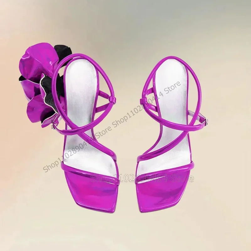 

Rose Red Appliques Decor Open Toe Sandals Ankle Buckle Strap Women Shoes Thin High Heels Fashion Party 2023 Zapatos Para Mujere