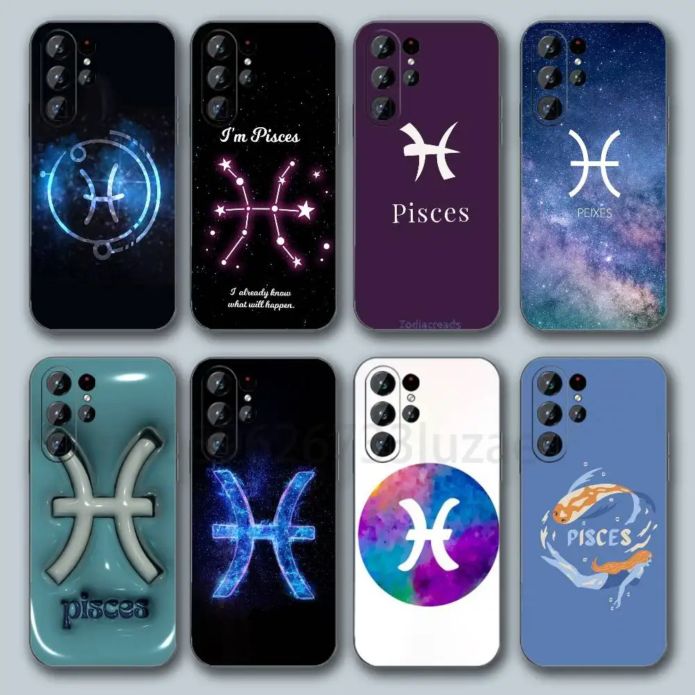12 Zodiac Signs Pisces Phone Case For Samsung Galaxy S26 S25 S24 S23 S22 S21 FE Plus Ultra Cover TPU Shockproof Phone Cover S