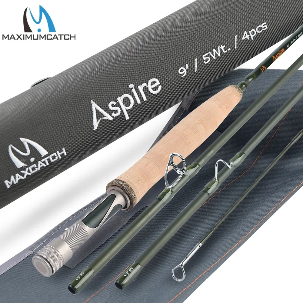 

Maximumcatch Aspire Fly Fishing Rod 9FT 5/6/8 WT IM10 40T Carbon Fiber Fast Action Fly Rod With Tube Case