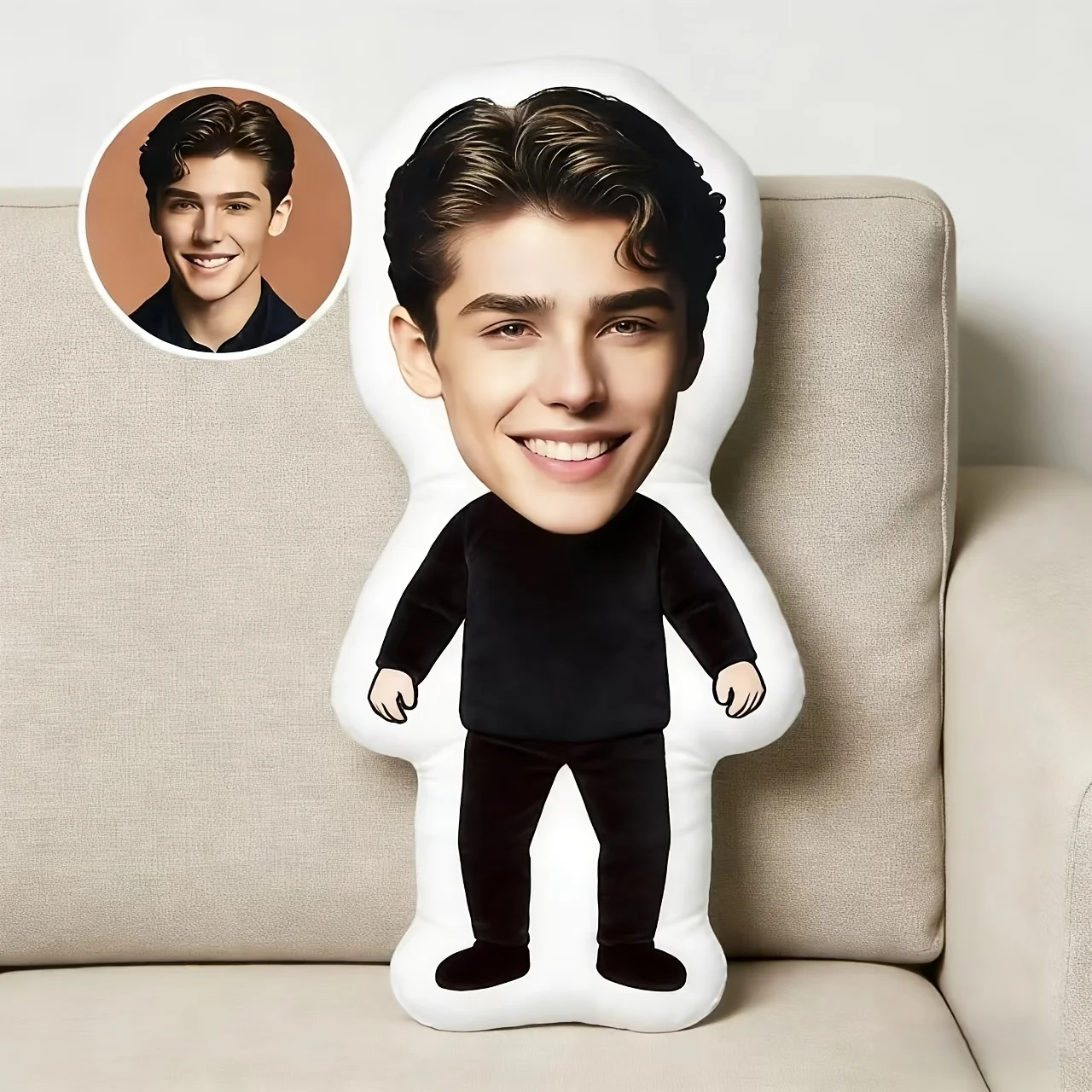 A customized pillow, customized personalized photo pillow. Funny Guy's Unique Surprise Gift: Double sided 3D Printing Technology