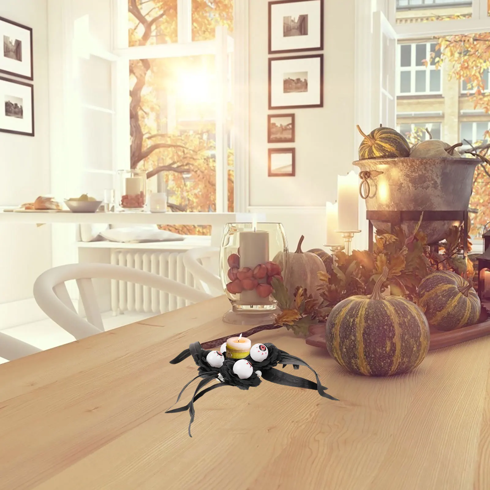 

Black Eyeball Ring Halloween Decor Wreath Desktop Centerpiece Spooky Atmosphere Party Decoration Ring