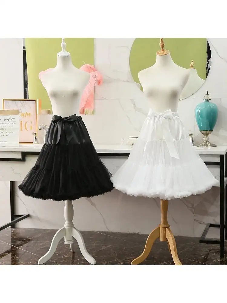 55cm Clouds Ruffles Hemline Bowknot Petticoat Wedding Bridal Bride Underskrit No Hoop