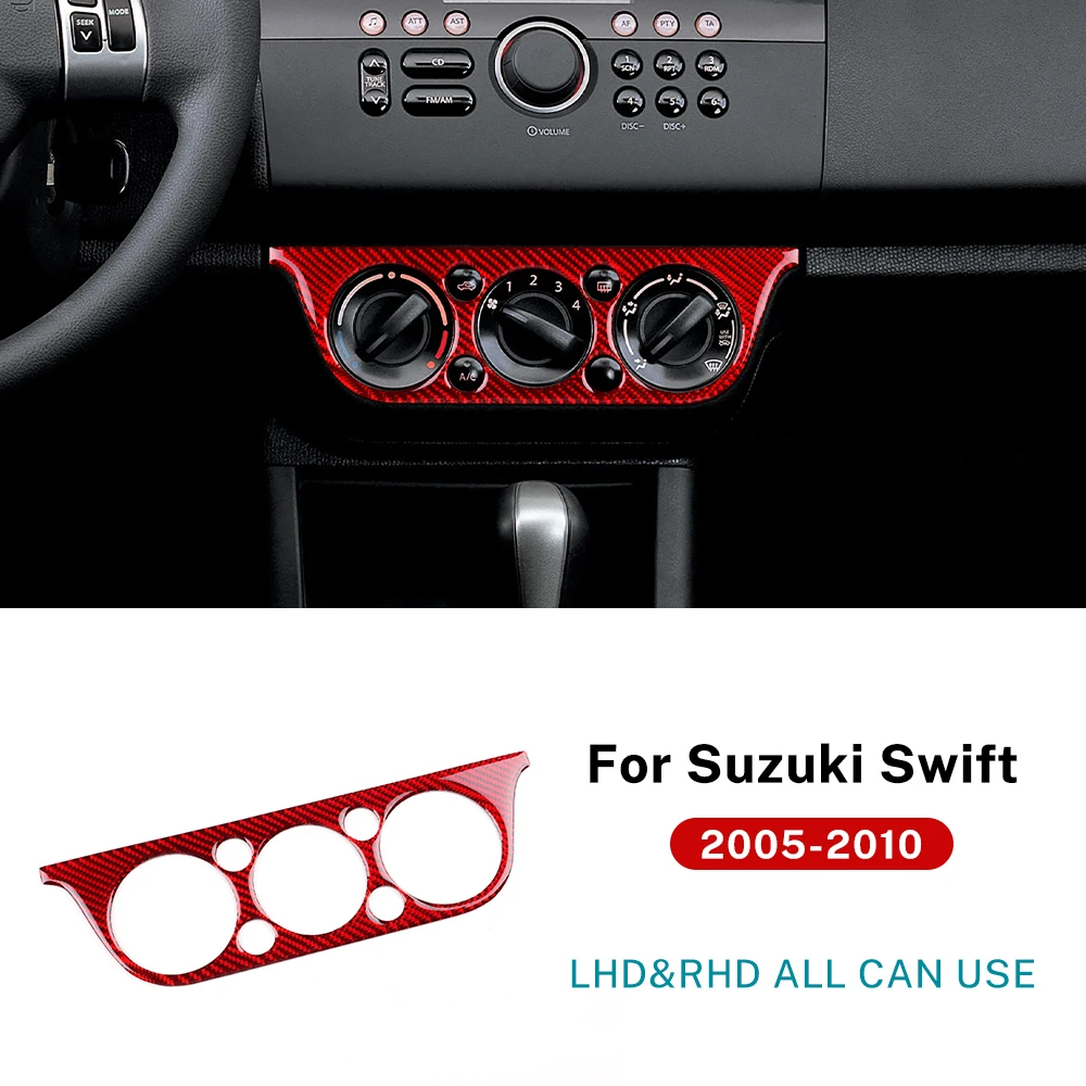 

Для Suzuki Swift ZC31S 2005 2006 2007 2008 2009 2010 Наклейка из настоящего мягкого углеродного волокна LHD RHD Автомобильная рамка центрального управления переменным током