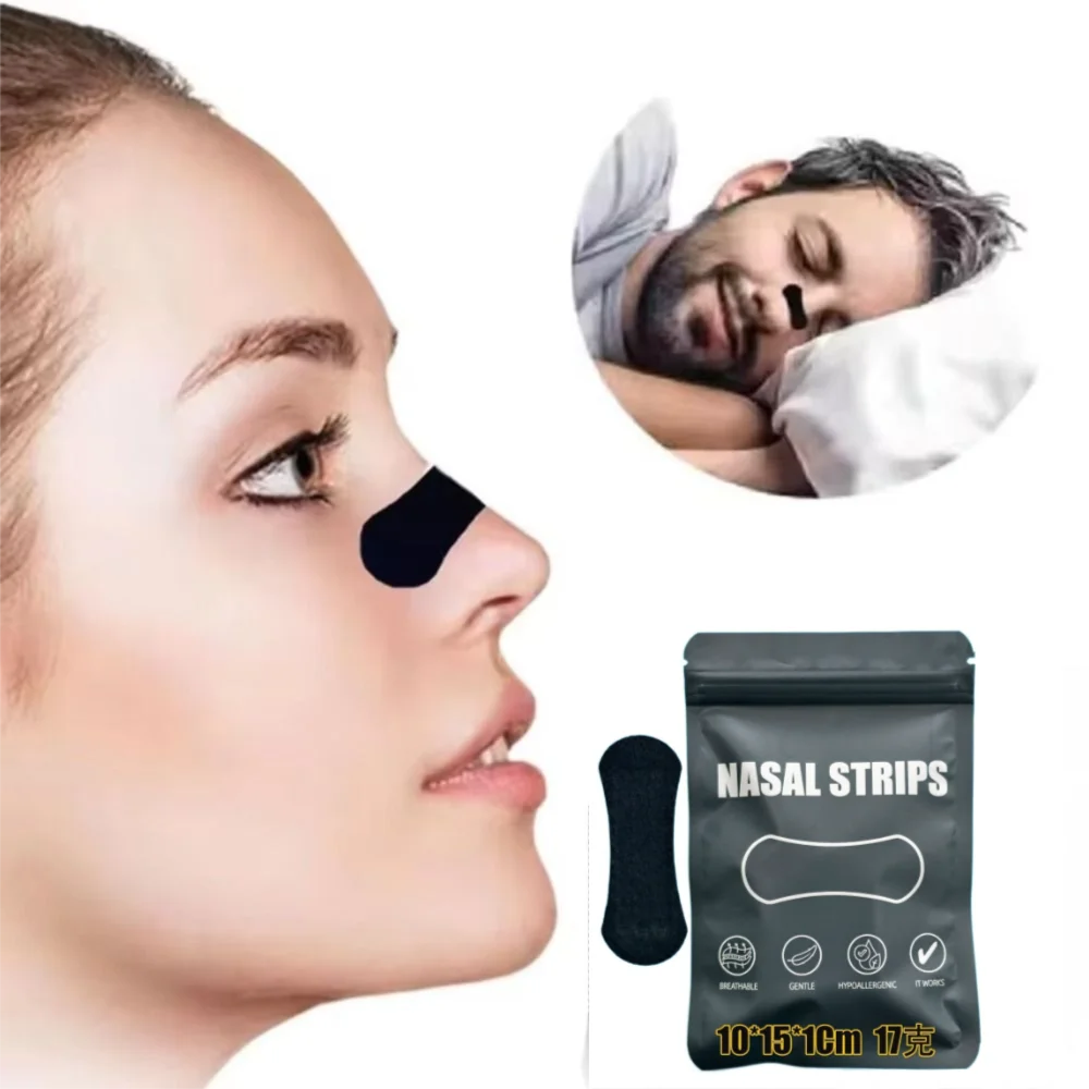 

30/60PCS Improve Sleeping Nose Breathing Strips Black Oval Hypoallergenic Anti Snoring Strips Gentle Adhesive Nose Patches