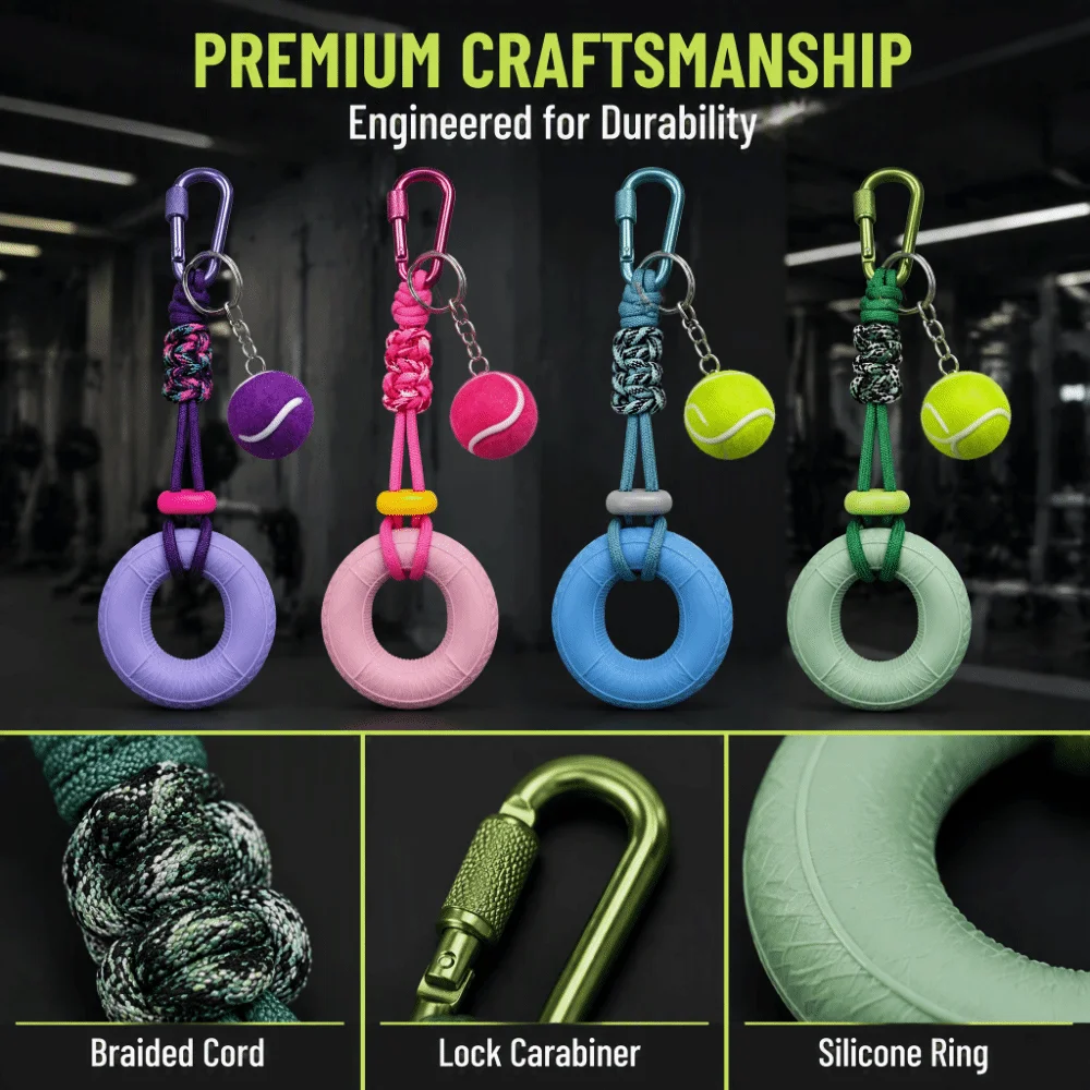Soft Squeezable Material Grip Strength Trainer Compact Lightweight Tennis‑Shaped Fidget Keychain Creative Design